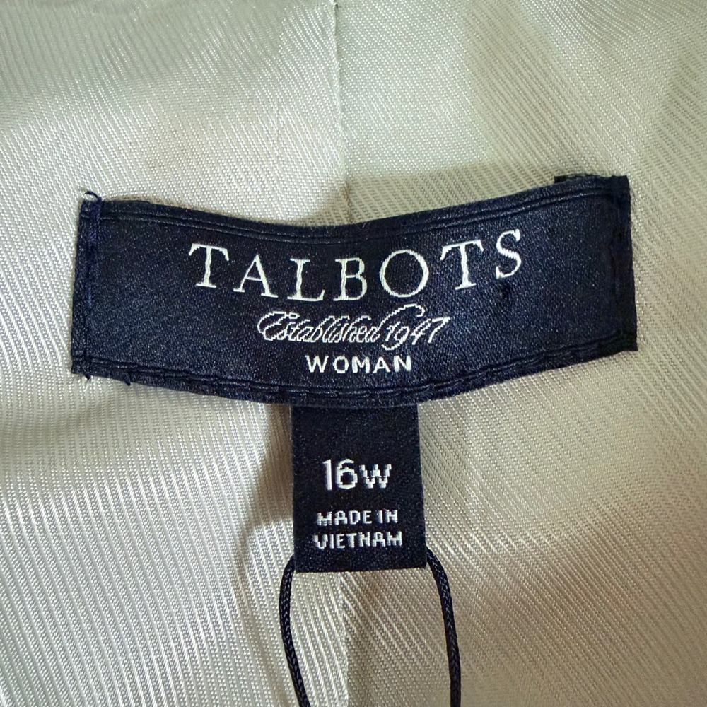 Talbots Woman Beige Double Breasted Trench Coat 16W NWT 237177 - Picture 6 of 11